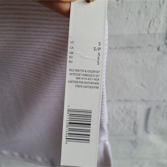 Rae Dunn Striped Hilo Hem Heather Pink Be Kind PJ Top NWT SZ S - Picture 5 of 8
